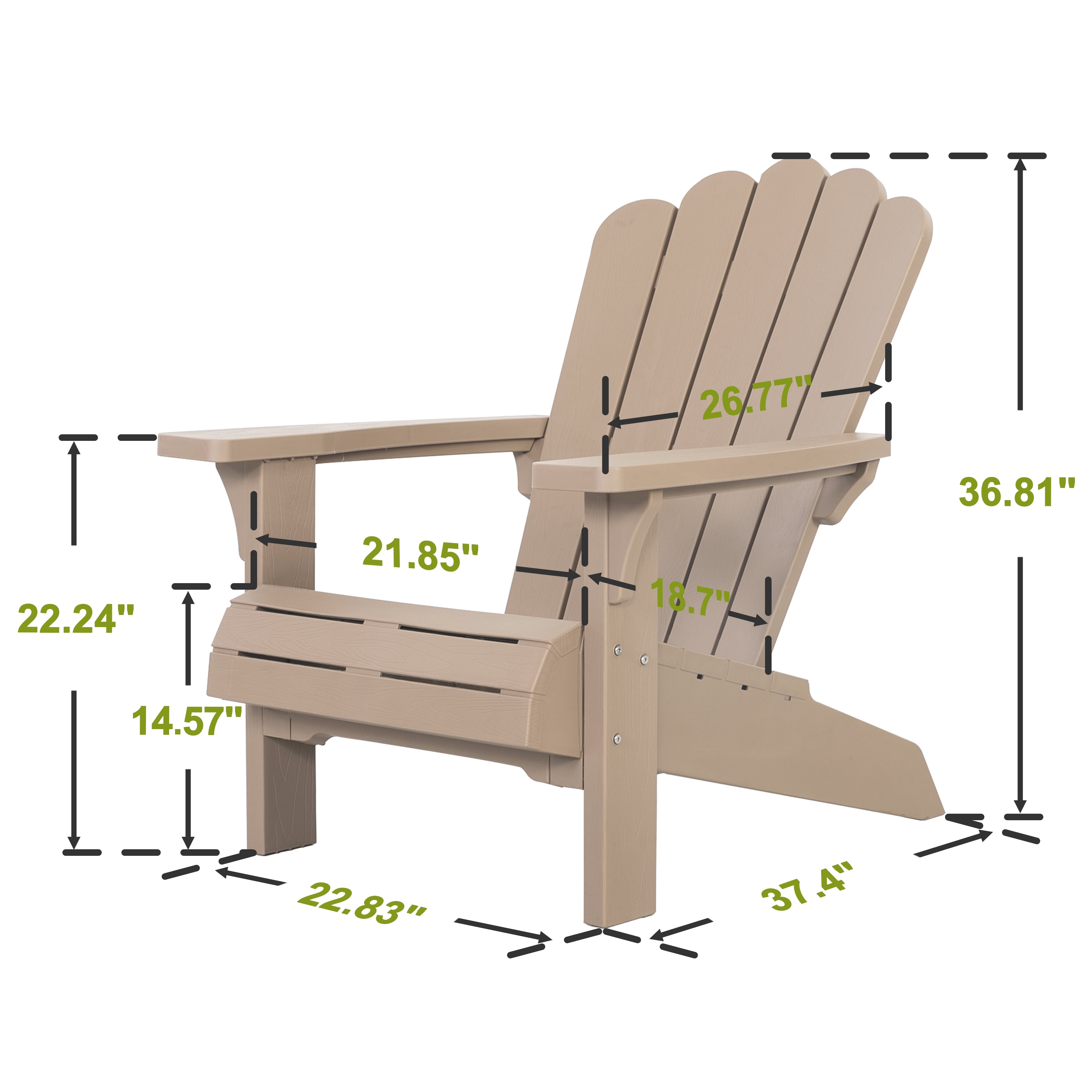 Nuu Garden Adirondack Chair, Patio Chair Weather-Resistant, Outdoor Chair, Lawn Chair with Widened Armrests, Fire Pit Chair for Deck, Outdoor, Porch, Backyard, Garden, Champagne