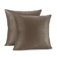 thumbnail image 2 of Clara Clark Plush Solid Decorative Microfiber Square Throw Pillow Cover with Throw Pillow Insert for Couch, Brown, 20"x20"", 4 Piece Decorative Soft Throw Pillow Set, 2 of 8