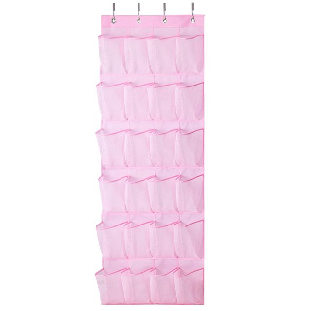 LCXmlly Over Door Shoe Storage Pouch Over Door Hanging Hat Shoe Storage Pouch 24 Mesh Pocket 6 Layers Large Capacity Foldable Non woven Fabric Hanging with Hook