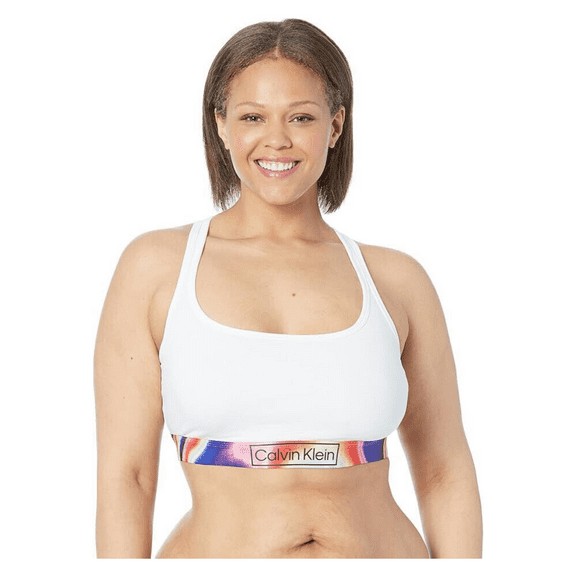 Calvin Klein Women's Modern Cotton Unlined Wireless Pride Bralette, White, Sz 3X