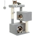 thumbnail image 6 of PEQULTI 31.5" Modern Cat Tree Tower with Dual Large Condos for Kitten ＆ Medium Size Cat Light Gray, 6 of 9