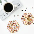 thumbnail image 4 of Honeii Fall Farm Pumpkin Print Leather Coaster Set of 4, Ideal for Safeguarding Your Furniture from Drinks Spills and Effortless Cleanup-Hexagon, 4 of 6