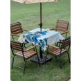 thumbnail image 3 of Outdoor Tablecloth with Umbrella Hole and Zipper, Blue Snowman Christmas Square Table Cloth 54x54 Inch Waterproof Tablecloth, Xmas Snowflake Ball Winter Picnic Table Cover for Patio Camping, 3 of 7