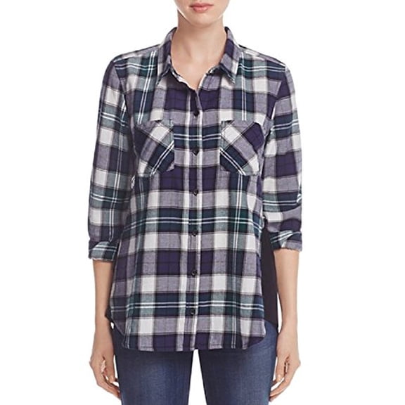 Beach Lunch Lounge Beachlunchlounge Plaid Button-Down Long Sleeve Shirt (Hunter, S)