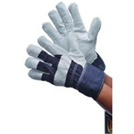 

Major Gloves & Safety 30-3320 Full Leather with Denim Cuff Shoulder Split Patch Palm Gloves - Large Pack of 10