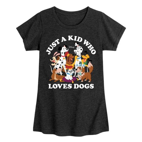Disney Classics - Cats & Dogs - Just A Kid Who Loves Dogs - Toddler And Youth Girls Short Sleeve Graphic T-Shirt