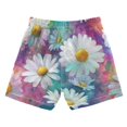 thumbnail image 2 of Kids' Beach Pants Comfortable Swim Trunks Watercolor White Daisies Shorts for Pool Vacation and Lounge Wear 3T, 2 of 8
