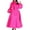 Hot Pink, variant on FcBaudy Long Sleeve Round-Neck Mid-Calf Dress,Summer Dresses for Women Women Versatile Fashion Long Sleeved Waist Retraction Solid Split 7/4 Sleeve Waist Wrapped Large Hem Long Dress Women Dress