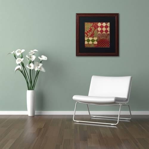 Trademark Fine Art "Merry Christmas Patchwork II" Canvas Art by Color Bakery Black Matte, Wood Frame