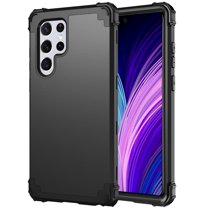 Decase Compatible with Samsung Galaxy S23 Ultra Case, Heavy Duty Shockproof Protection Soft Silicone Rubber Hard Plastic Bumpers Hybrid Protective Case for Samsung Galaxy S23 Ultra, Black