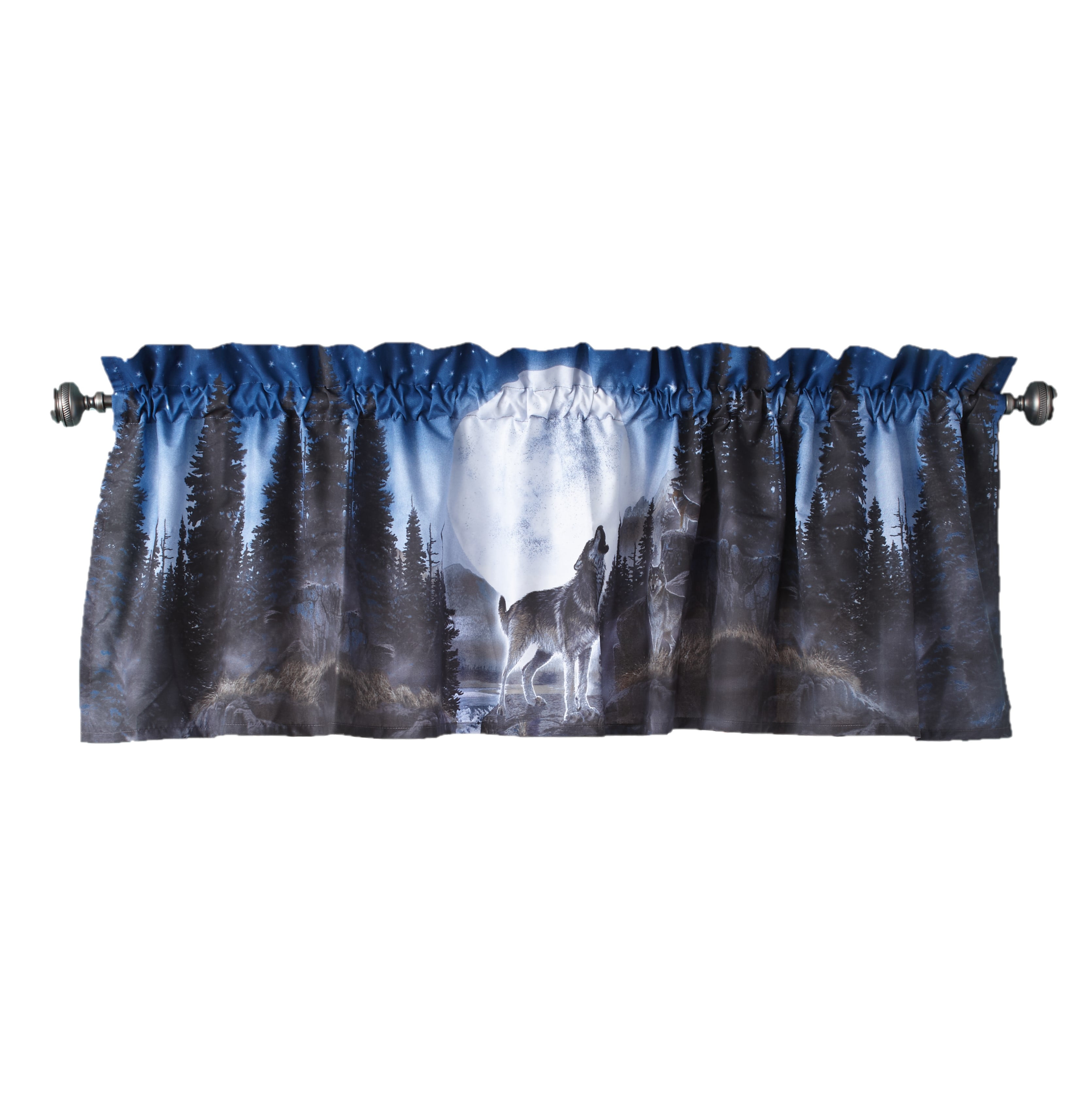 LINED VALANCE 42X15 WOLF WOLVES WINTER SNOW PACK FOREST WILDLIFE TREE ANIMAL 