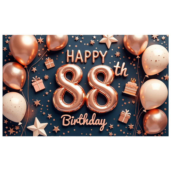 Decorative Birthday Banner Balloon Design Happy 88th Birthday for Milestone Celebration Indoor Decoration Party Scene