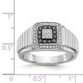 thumbnail image 5 of Finest Gold 14K White Gold Black & White Diamond Mens Ring, Size 10, 5 of 5