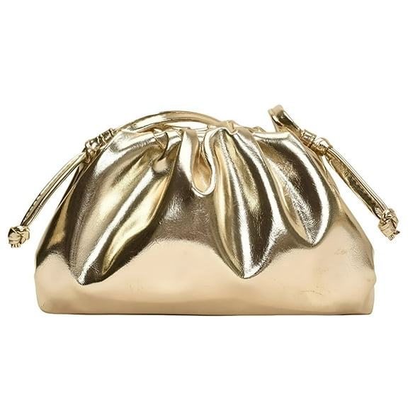 GASTROPOD Gold Clutch Purses for Women Silver Evening Bag Pu Leather Crossbody Purse Wedding Handbag Ruched Cloud Dumpling Bag