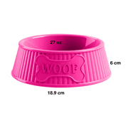 Angle View: Vibrant Life Plastic Dog Bowl, "WOOF", Assorted, 27 oz