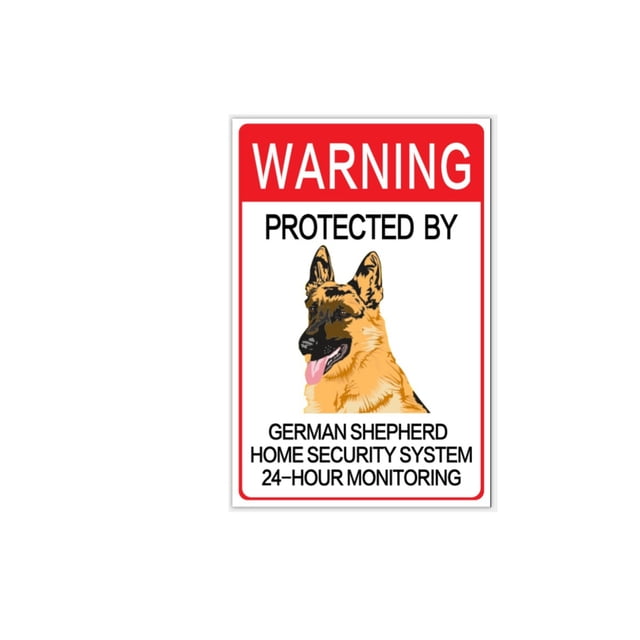 Señal de advertencia protegida por el sistema de seguridad German Shepherd