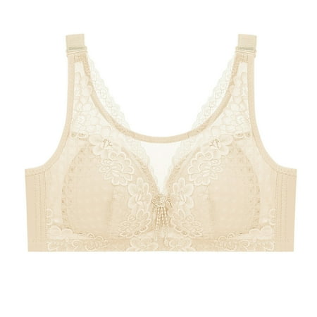 Women s Plus Size Bra  Thin Underwire  Adjustable  Gathered Lace  Comfortable  Sexy  Seamless  Wire-Free  Soft Cup  Full Coverage  Nursing Friendly  Everyday Bra  Womens Push Up Bra | Khaki L
