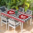thumbnail image 2 of Valentine's Day Table Cloths for 6 Foot Rectangle Tables, Romantic Roses Love Heart Plaid Farmhouse Patio Waterproof Elastic Fitted Tablecloths, Washable Rectangular Table Cover for Camping, 2 of 8