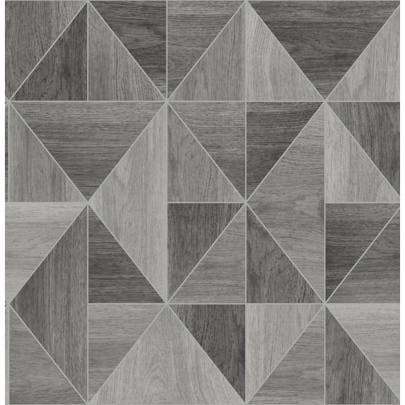 Advantage Simpson Grey Geometric Wood Wallpaper