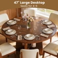 thumbnail image 6 of Round Dining Table for 4-6, PAPROOS 47'' Large Wood Kitchen Table, Dining Room Table with Wide Tabletop & Cross Base, Circle Dining Table Dinner Table for Kitchen Dining Room, Brown(Only Table), 6 of 7