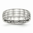 thumbnail image 1 of Solid Stainless Steel Men's Matte Brushed Finish and Grooved 6.50mm Wedding Band Ring Size 9.5, 1 of 7