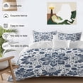 thumbnail image 3 of 3 Piece Blue Floral Duvet Cover Set Full Size, Microfiber Comforter/Quilt Cover with Corner Ties and 2 Pillowcases, Ethnic Boho Botanical Geometric Art All Season Soft Bedding with Zipper Closure, 3 of 8