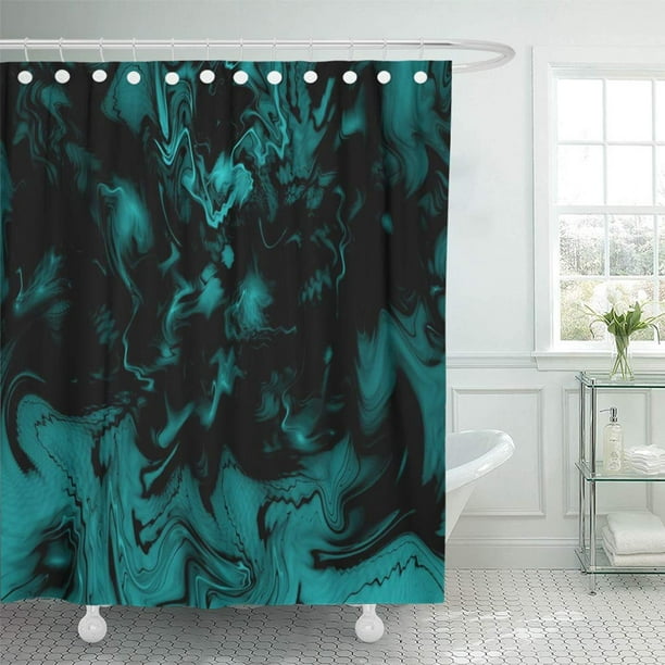 PKNMT Abstract Swirly Fantasy Fractal in Teal and Black Colors Digital