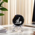 thumbnail image 4 of Desktop Decorations, Ongmies 60Mm 3D Engraved Giraffe Paperweight Art Glass Animal Figurine Decorative Item with Stand Inner Carved Deer Accompanying Desktop Ornament, Clear, 4 of 8