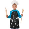 thumbnail image 2 of Black Halloween Witchy Symbols Kids Aprons for Girls and Boys,Adjustable Neck Strap Toddler Aprons for Kids Cooking Baking,23.6"x19", 2 of 7