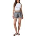 thumbnail image 2 of Gingham Shorts for Women Buttons Comfy Breathable Beach Summer Casual Shorts S Black, 2 of 6