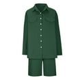 thumbnail image 4 of fatyb Two Piece for Women Cotton Linen 2 Piece Button down Shirt and Shorts Set Summer Casual Sets, 4 of 6