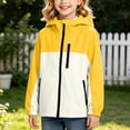 thumbnail image 5 of BCSIOAOI Girls Coat,Color Block Hooded Waterproof Softshell Rain Jacket with Pockets Yellow 7-8 Years, 5 of 7