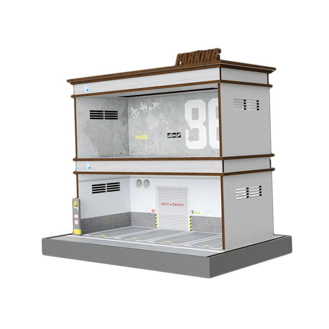 Vitrina de estacionamiento a escala 1/64, vitrina de exhibición de modelos de vehículos fundidos a presión a escala 1:64, 2 capas con número