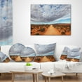 thumbnail image 3 of Designart Desert Road under Bright Cloudy Sky - African Landscape Printed Throw Pillow - 18x18, 3 of 4