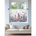 thumbnail image 4 of Sheer Curtains 45 Inch Length, Watercolor Wildflowers Semi Sheer Curtains Light Filtering Window Treatment, Country Botanical Florals Butterfly Privacy Voile Drapes for Living Room 52x45 Inch, 4 of 7