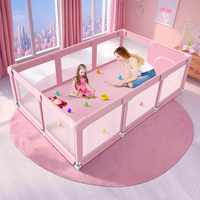 Parque infantil Jaobeem Pink, grande, 74 x 50 cm, para interiores y exteriores