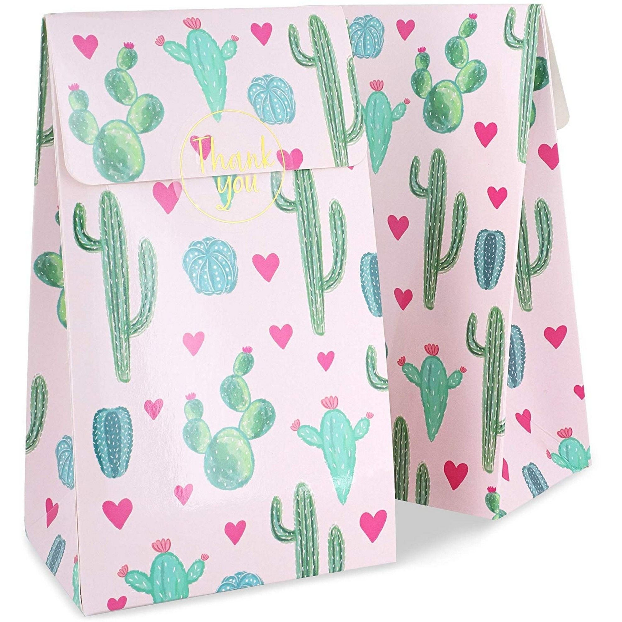 Blue Panda Pink Cactus Fiesta Party Favor Goody Bags And Thank You Stickers 24 Pack Walmart Com Walmart Com