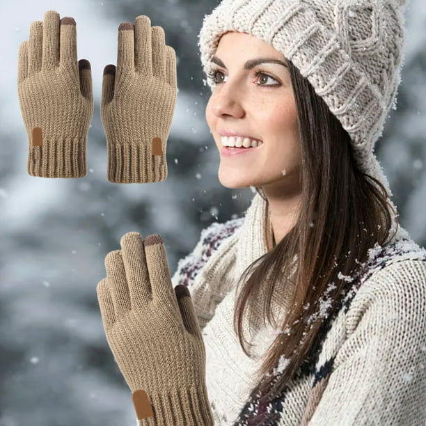 Guantes de punto de invierno para hombre | Guantes térmicos para pantallas táctiles | Guantes acrílicos con forro polar para protección contra el frío en exteriores