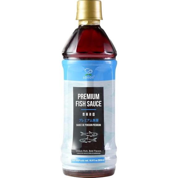 Soeos Thai Fish Sauce 500ml, Savory Flavor, Naturally Fermented for Rich Umami Flavor