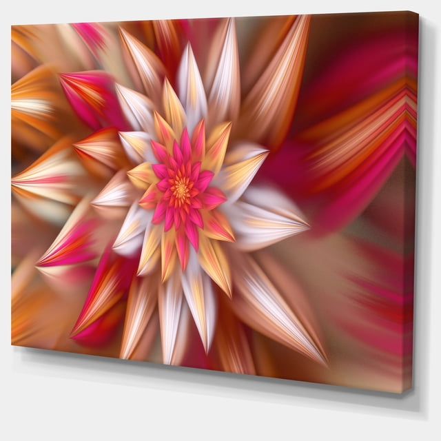 Designart - Huge Red Fractal Flower - Floral Canvas Art Print