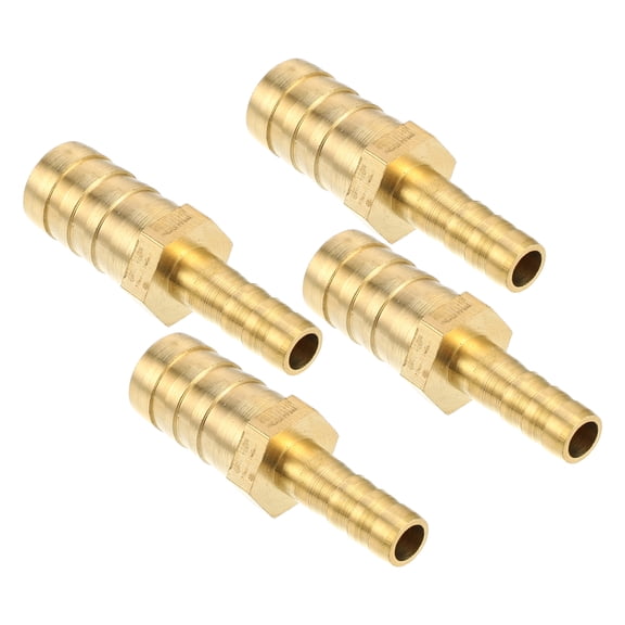 Unique Bargains 4Pcs 14mm - 8mm Straight Shaped Hose Barb Fitting Brass Hose Fitting Connector