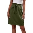 thumbnail image 2 of Womens Knee Length Skirt - Cotton French Terry Drawstring Tie High Waist Casual Skirts with Pocket Army Green M, 2 of 6