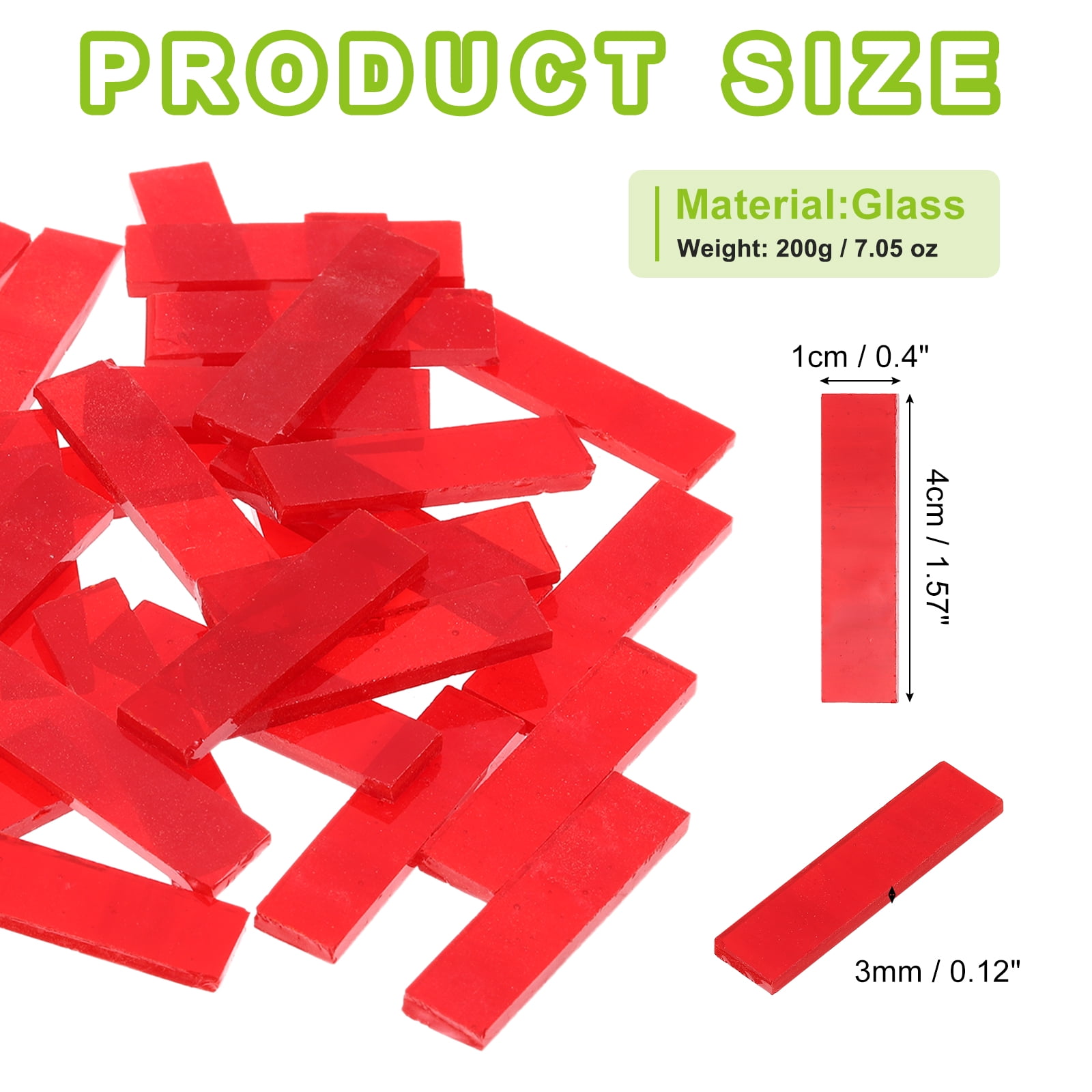 Stained Glass Strip, Transparent Red Mosaic Tiles 200g/7.05 oz
