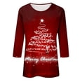 thumbnail image 3 of Hvot&aat Women's Glitter Christmas Tree Sweatshirts Casual 3/4 Sleeve Blouses Loose Crewneck Pullover Color Block Tunic Shirts, 3 of 3
