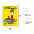 thumbnail image 2 of Fly by Clipper to Guatemala - Native Indian Woman Pacaya Volcano - via - Vintage Airline Travel Poster c.1950s - Fine Art Matte Paper Print (Unframed) 24x32in, 2 of 4