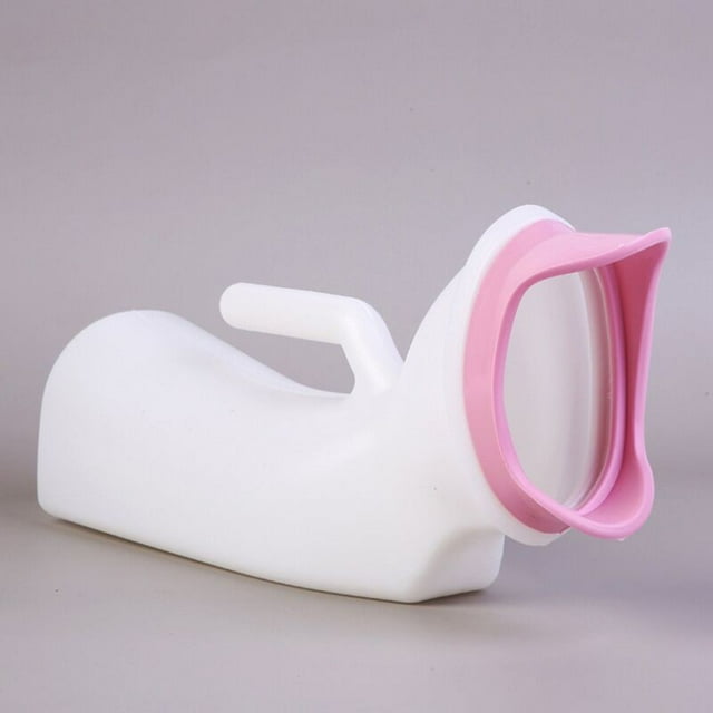 Urinario femenino para mujeres, botella de orina junto a la cama 32oz/1000mL para ancianos, postrados en cama, pacientes en la cama, botella de orina portátil con anillo suave de silicona,