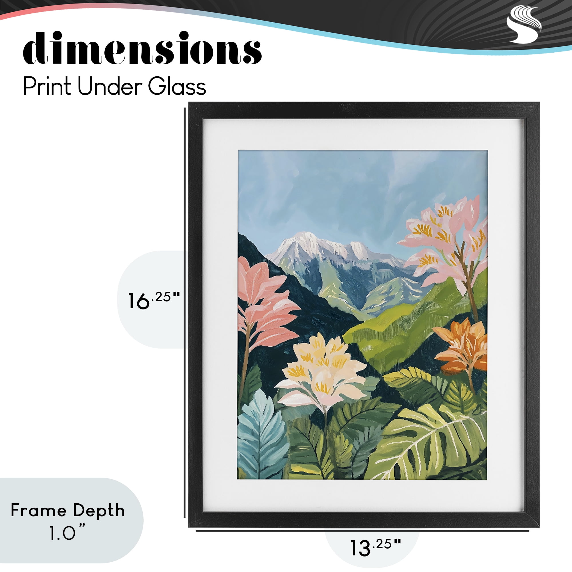 Stupell Industries Tropical Mountain Landscape Black Framed Print Under Glass, design by The Prints Vibe
