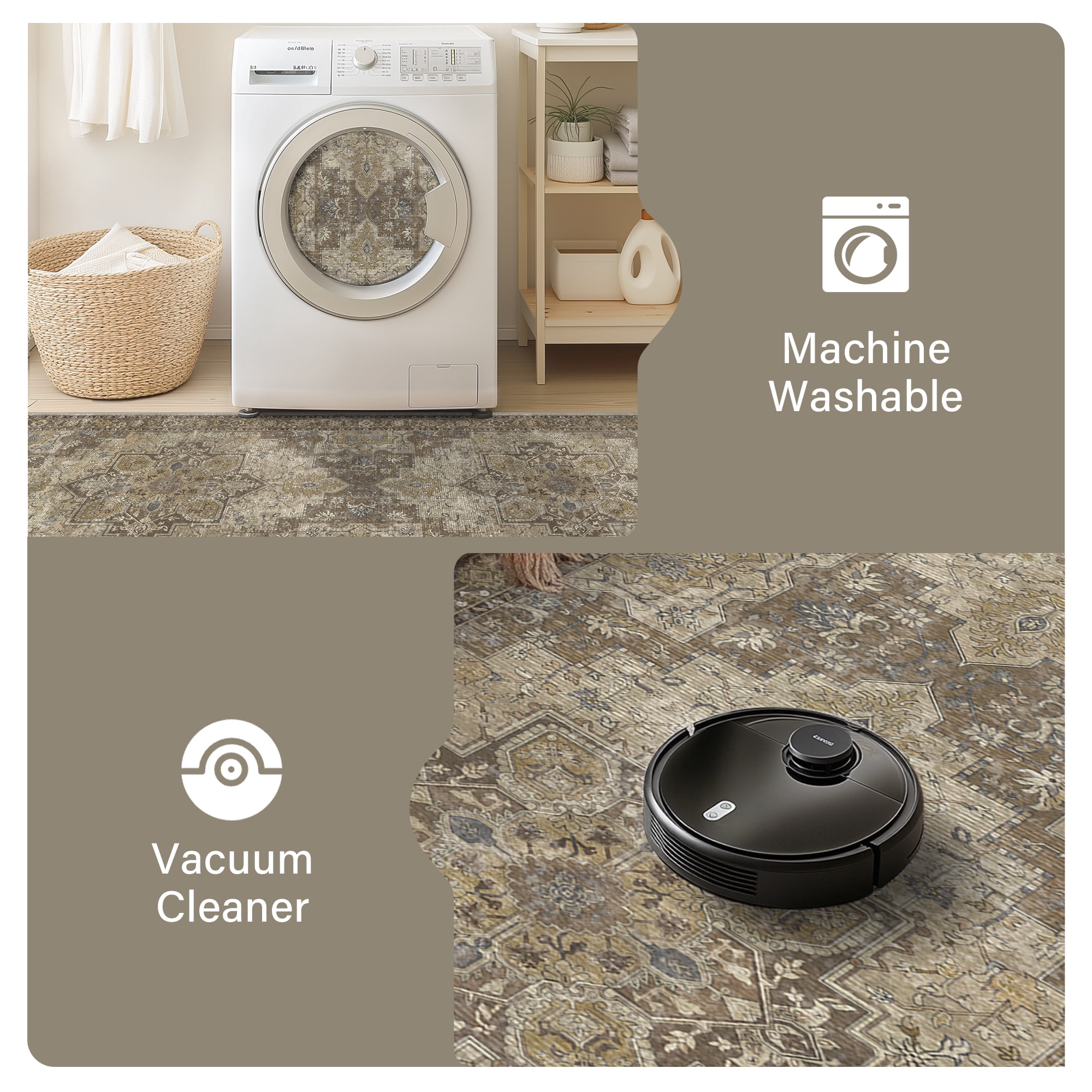 KUETH 2X10 Runner Rug Machine Washable, Kitchen Runner Rug for Floor and Hallway, Non Slip Throw Area Rug with Rubber Backing for Living Room、 Entryway、Bedroom and Dining Room