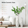 thumbnail image 3 of White Ceramic Floor Vase Decorative Tall 24" Flower Vase for Pampas Grass Modern Decorative Large Vase with Sleek Glossy Glaze & Ripple Shape Design Minimalist Style for Living Room Office Home Decor, 3 of 17