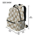 thumbnail image 2 of School Backpack Lightweight Multipocket College High Middle Student Bag 15L Beige Brown White Checkered, 2 of 9